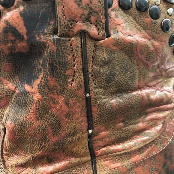 Stetson Women Short Cowboy Boots Bronze Copper Color With Studded Detail Unique - Picture 11 of 14